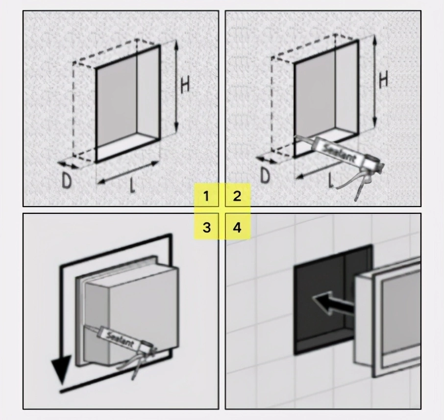 Golden Single Bathroom Shower Niche Customized Stainless Steel