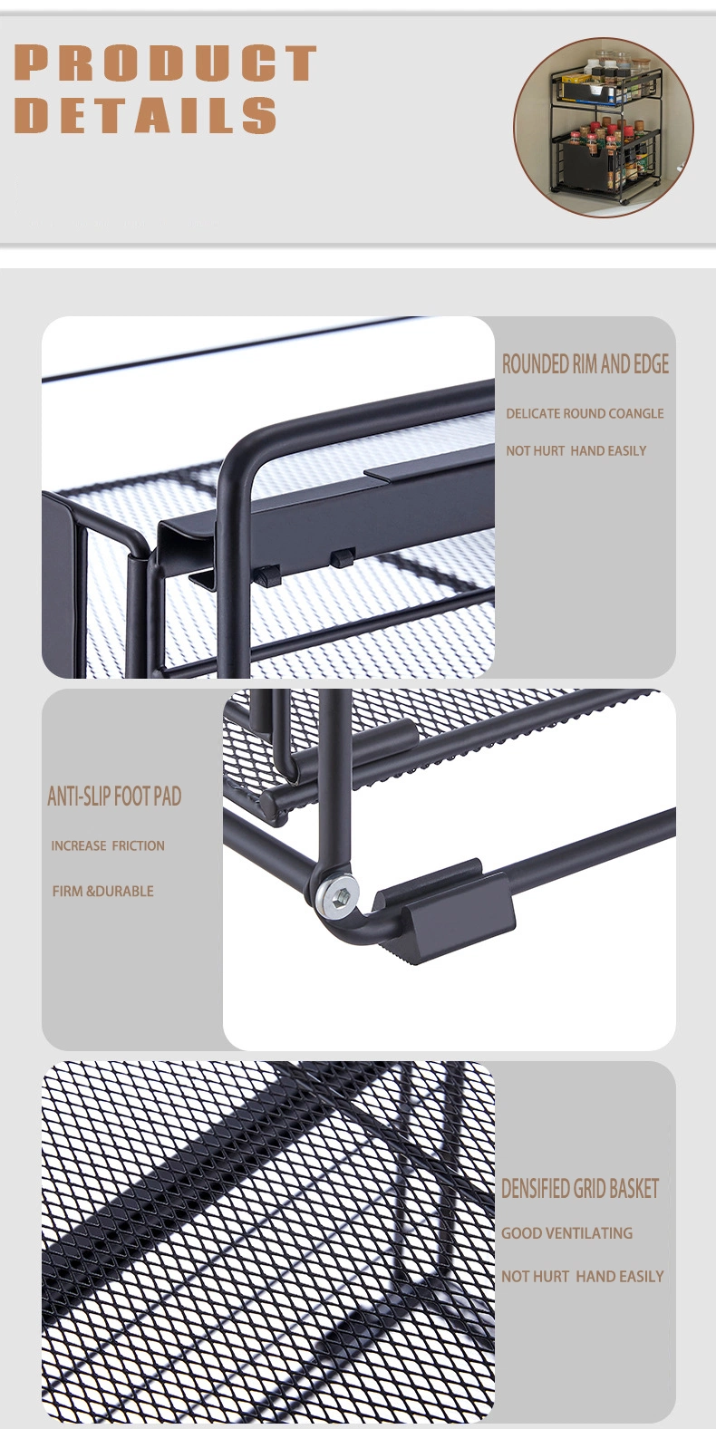 Stainless Steel Kitchen Sink Storage Rack Shelf for The Kitch with Muliple Functions and Tiers