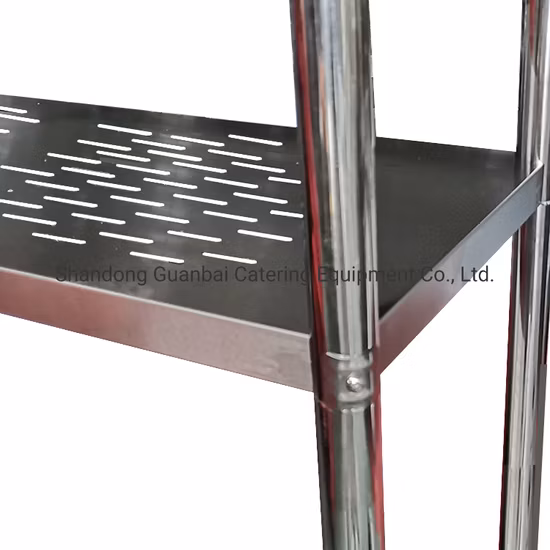 Prateleira de rack de cozinha de aço inoxidável para equipamentos de catering comercial com furos para suprimentos de hotéis e restaurantes para armazenamento de alimentos