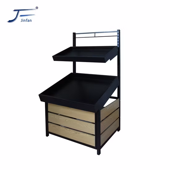 Prateleira de exposição de aço inoxidável de supermercado para vegetais